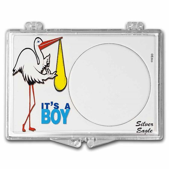 Snap-Lock Holder - "It's a boy!" Stork (Silver Eagle)