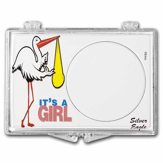 Snap-Lock Holder - "It's a girl!" Stork (Silver Eagle)
