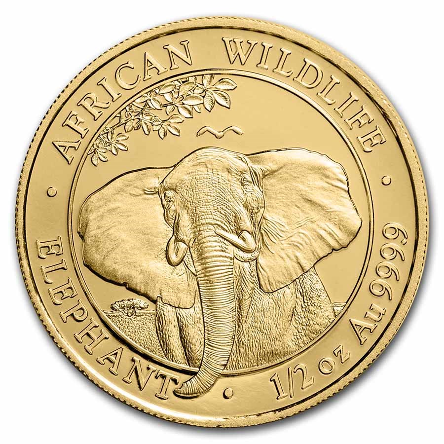 Somalia 1/2 oz Gold African Elephant BU (Random Year)