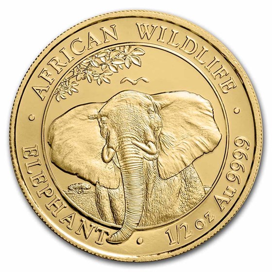 Somalia 1/2 oz Gold African Elephant BU (Random Year) Somalia 1/2 oz Gold African Elephant BU (Random Year)