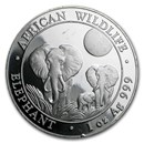 Somalia 1 oz Silver Elephant (Random dates, Abrasions)