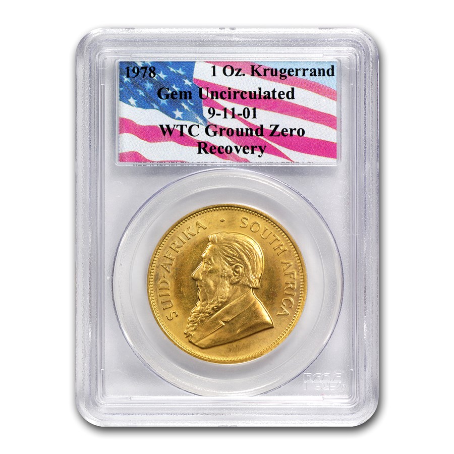 South Africa 1 oz Gold Krugerrand Unc PCGS (WTC, Random Date)