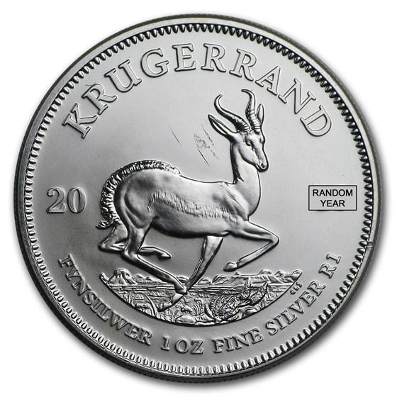 South Africa 1 oz Silver Krugerrand (Random, Abrasions) South Africa 1 oz Silver Krugerrand (Random, Abrasions)