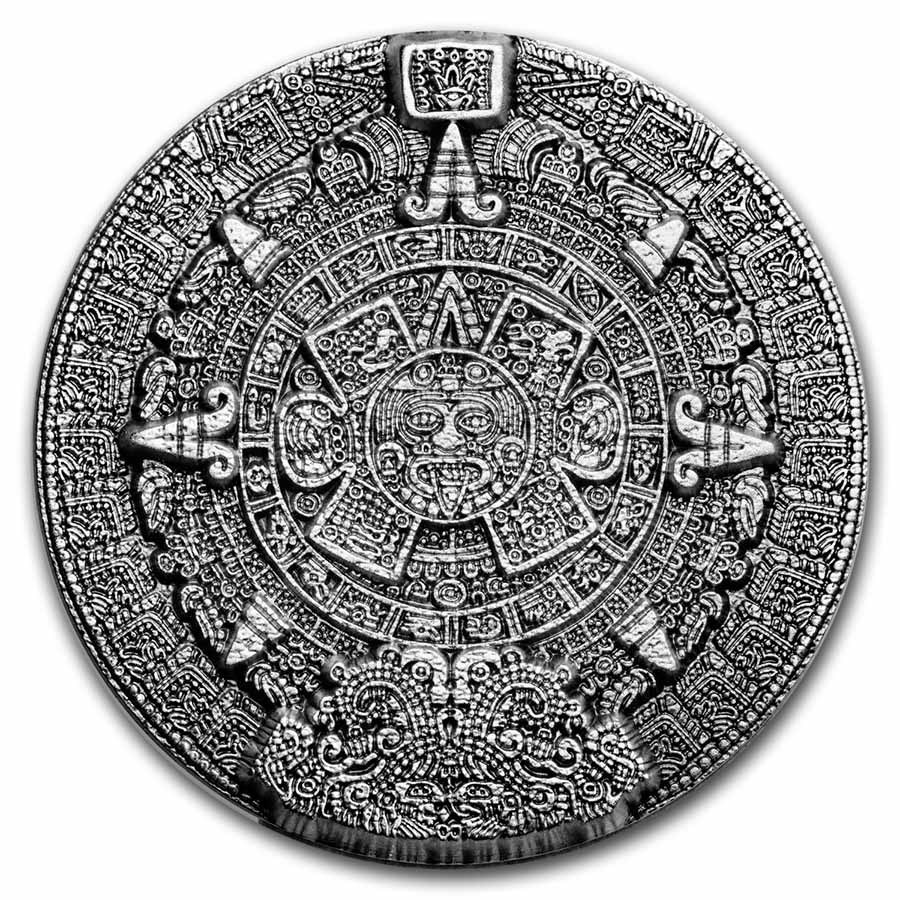 Aztec 2oz Buy South Korea 2 oz Silver Aztec Sun Stone Stackable | APMEX