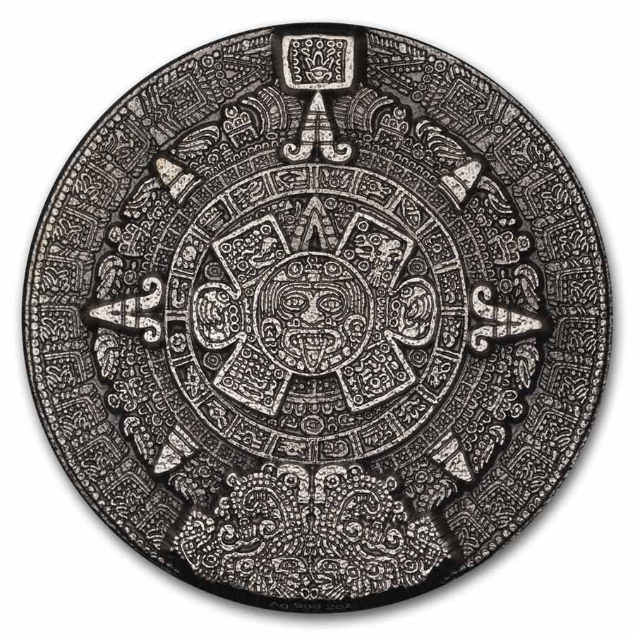 Aztec 2oz South Korea 2 oz Silver Aztec Sun Stone Stackable(No Capsule)