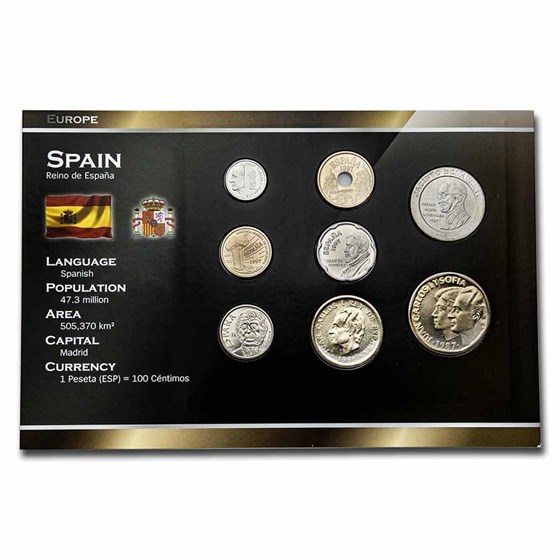 Spain Pre-Euro 8-Coin Set BU Spain Pre-Euro 8-Coin Set BU