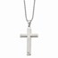 SS Brushed and Polished Layered Cross Necklace - 22 in.