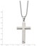 SS Brushed and Polished Layered Cross Necklace - 22 in.