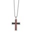 SS Brushed & Polished w/Fiber Glass Cross Necklace - 22 in.