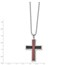 SS Brushed & Polished w/Fiber Glass Cross Necklace - 22 in.