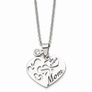 SS Mom with CZ and My Friend Pendant Necklace - 24 in.