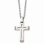 SS Polished and Brushed Cut-out Cross Necklace - 20 in.
