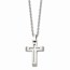SS Polished and Brushed Cut-out Cross Necklace - 20 in.