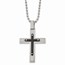 SS Polished Black IP-plated Cross Necklace - 22 in.