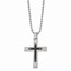 SS Polished Black IP-plated Cross Necklace - 22 in.