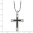 SS Polished Black IP-plated Cross Necklace - 22 in.