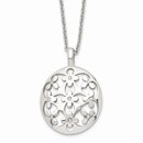 SS Polished Circle w/CZ w/2in ext. Necklace - 18.25 in.