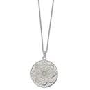SS Polished Cut-out Flower Circle Necklace - 22 in.