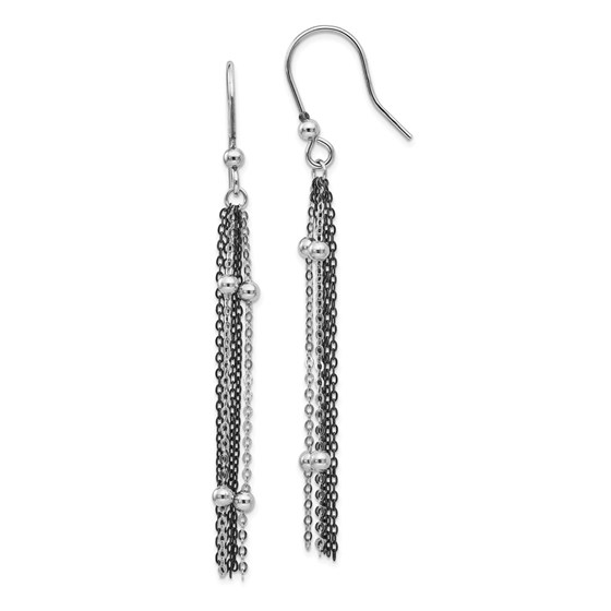 SS Ruthenium-plated Beaded Dangle Shepherd Hook Earrings - 72 mm SS Ruthenium-plated Beaded Dangle Shepherd Hook Earrings - 72 mm