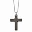 SS Solid Black Carbon Fiber Cross Necklace - 22 in.