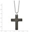 SS Solid Black Carbon Fiber Cross Necklace - 22 in.