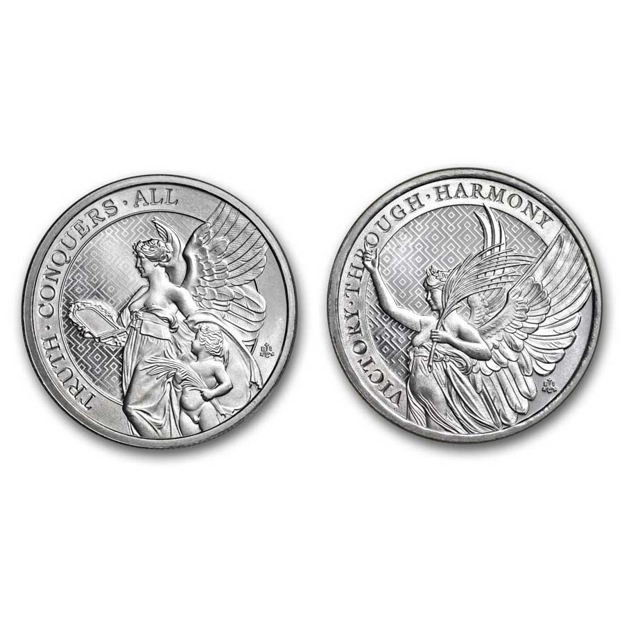 St. Helena 1 oz Silver Queen's Virtues (Random, Abrasions)