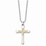 Stainless Steel 14k Accent Diamond Cut Cross Necklace - 22 in.