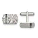 Stainless Steel Antiqued and Polished Hammered Cuff Links