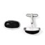 Stainless Steel Black Agate Polished Cuff Links