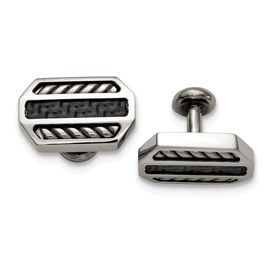 Stainless Steel Black Carbon Cuff Links Stainless Steel Black Carbon Cuff Links
