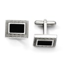 Stainless Steel Black Enamel Cuff Links