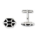 Stainless Steel Black Enamel & Polished Cuff Links