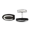 Stainless Steel Black IP-plated Oval Cuff Links