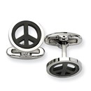 Stainless Steel Black-plated Peace Symbol Cuff Links
