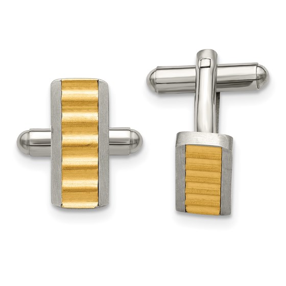 Stainless Steel Brushed and Polished Yellow IP-plated Cuff Links Stainless Steel Brushed and Polished Yellow IP-plated Cuff Links