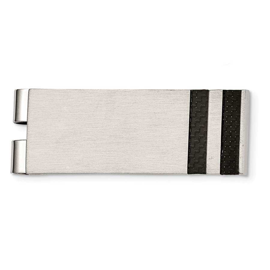 Stainless Steel Brushed Black Carbon Fiber Money Clip