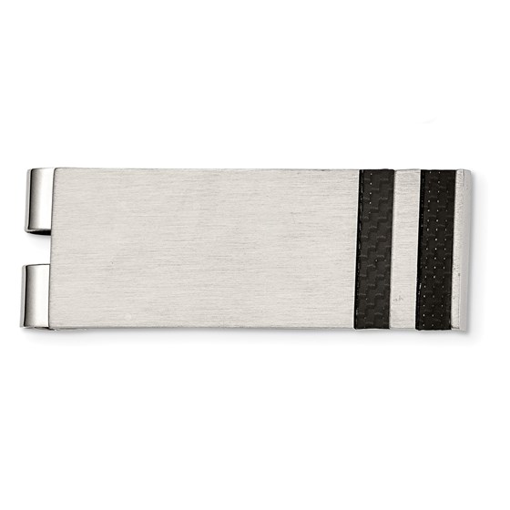 Stainless Steel Brushed Black Carbon Fiber Money Clip Stainless Steel Brushed Black Carbon Fiber Money Clip