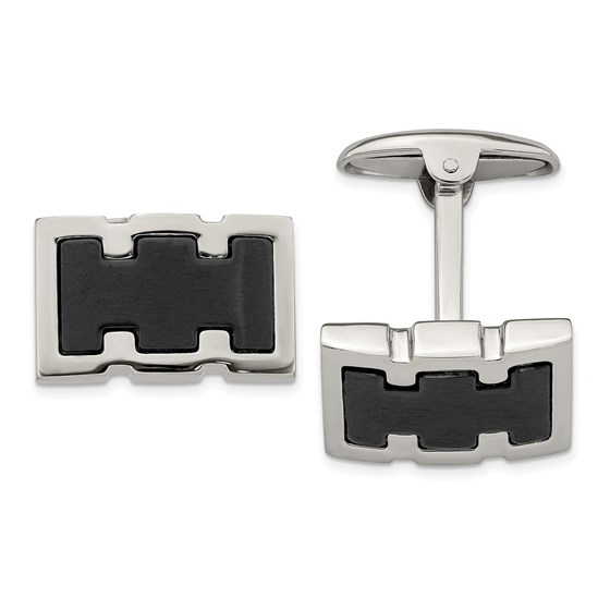 Stainless Steel Brushed/Polished Black IP Plated Cuff Links Stainless Steel Brushed/Polished Black IP Plated Cuff Links