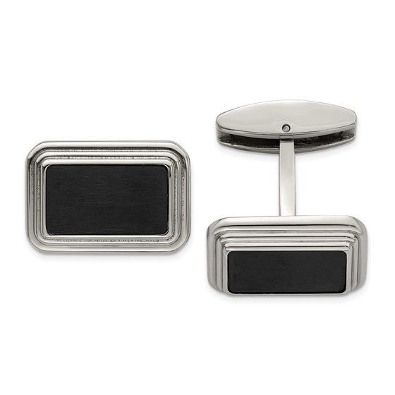 Stainless Steel Brushed/Polished Black Plated Cuff Links