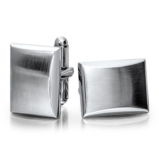 Stainless Steel Brushed & Polished Rectangle Cuff Links Stainless Steel Brushed & Polished Rectangle Cuff Links