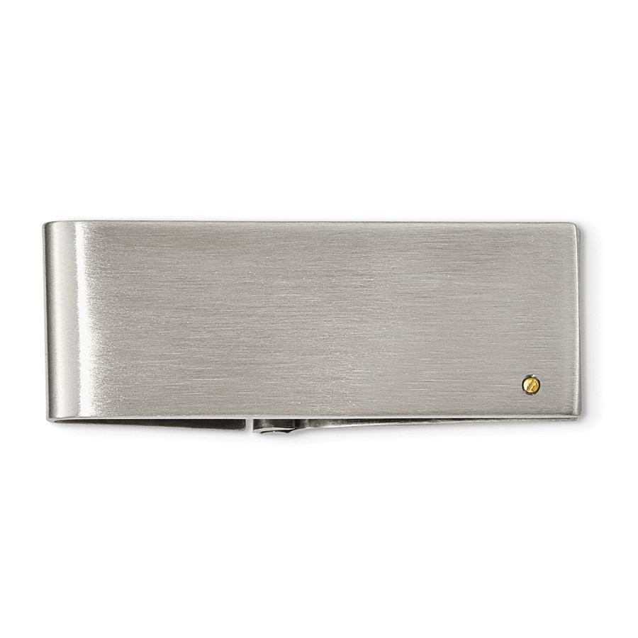 Stainless Steel Brushed Yellow IP-plated Screw Accent Money Clip