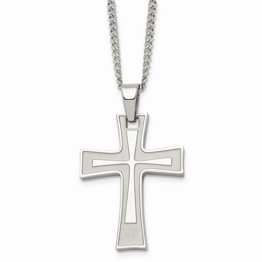 Buy Stainless Steel Cross Pendant Necklace 24 in. APMEX