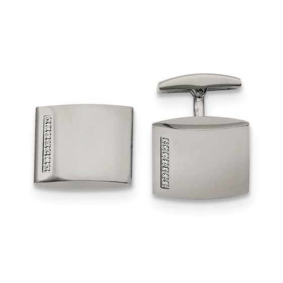 Stainless Steel CZ Cuff Links