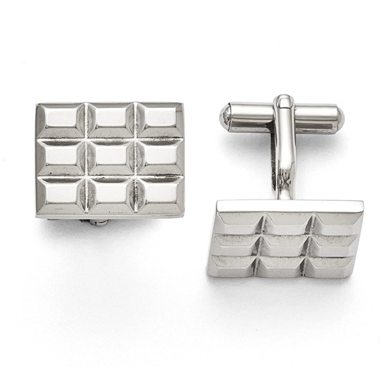 Stainless Steel Grooved and Polished Cuff Links
