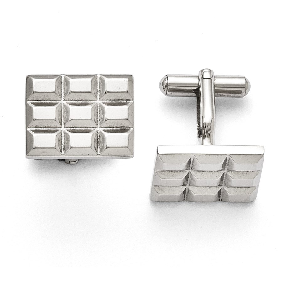 Stainless Steel Grooved and Polished Cuff Links