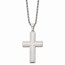 Stainless Steel Laser Cut Edges Cross Pendant Necklace - 24 in.
