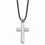 Stainless Steel Leather Cord Cross Necklace - 18 in.