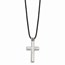 Stainless Steel Leather Cord Cross Necklace - 18 in.