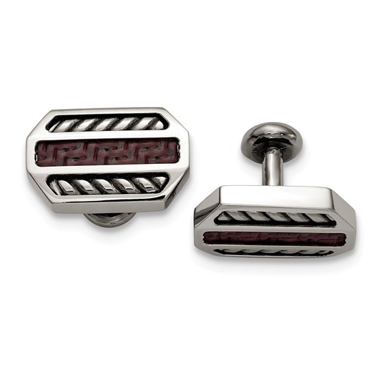 Stainless Steel Marsala Carbon Fiber Cuff Links Stainless Steel Marsala Carbon Fiber Cuff Links