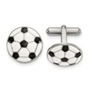 Stainless Steel Polished and Enameled Soccer Ball Cuff Links